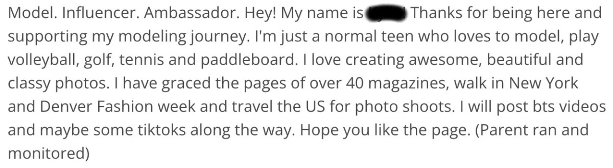 Screenshot of parent-run accounts on SuperFanVerse